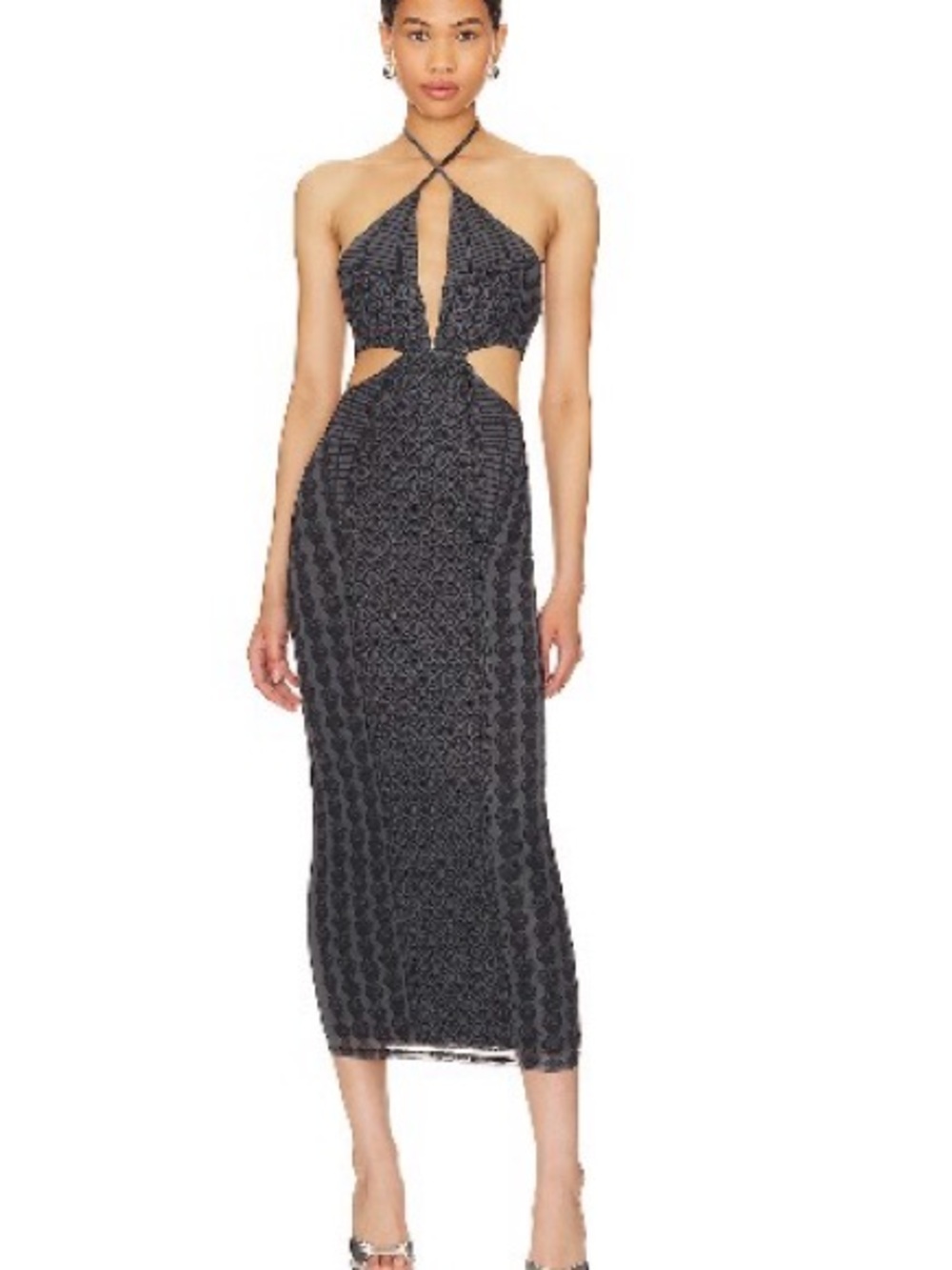 AFRM Tessa Black Halter Knit Coverup Dress